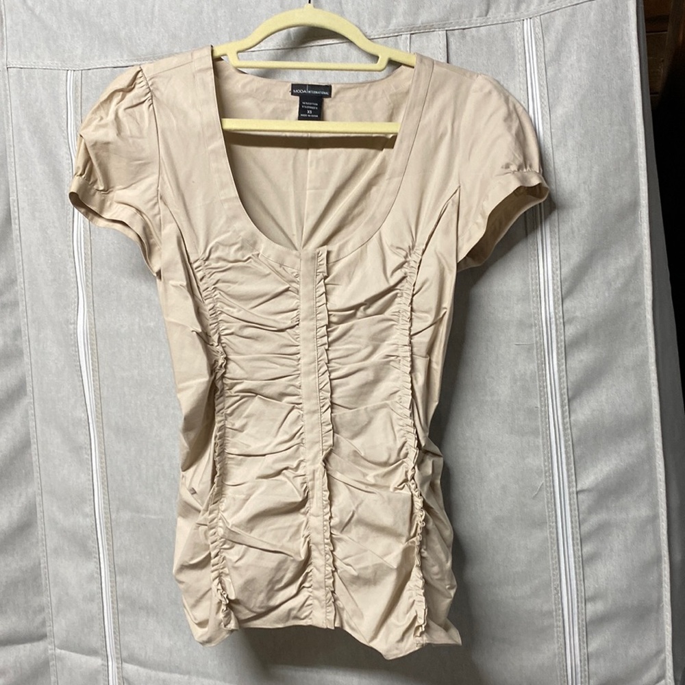 MODA INTERNATIONAL Light brown/tan Short-Sleeve Blouse